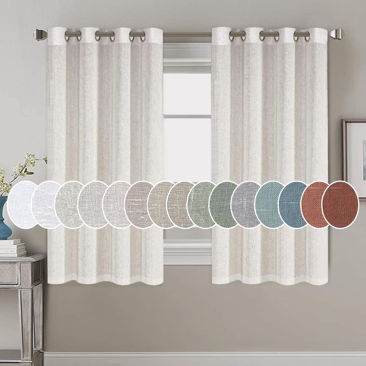Light Filtering Linen Textured Curtains Grommet Curtains