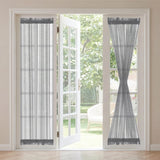 H.VERSAILTEX Linen French Door Curtains Semi Sheer Light Reducing Privacy Doors Window Cover with Tieback | Rod Pocket 1 Panel Door Shades for Glass Living Room Doorways,52" W x 72" L,Linen