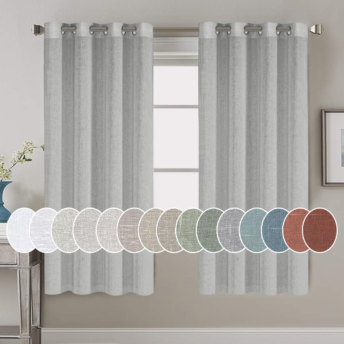 Light Filtering Linen Textured Curtains Grommet Curtains