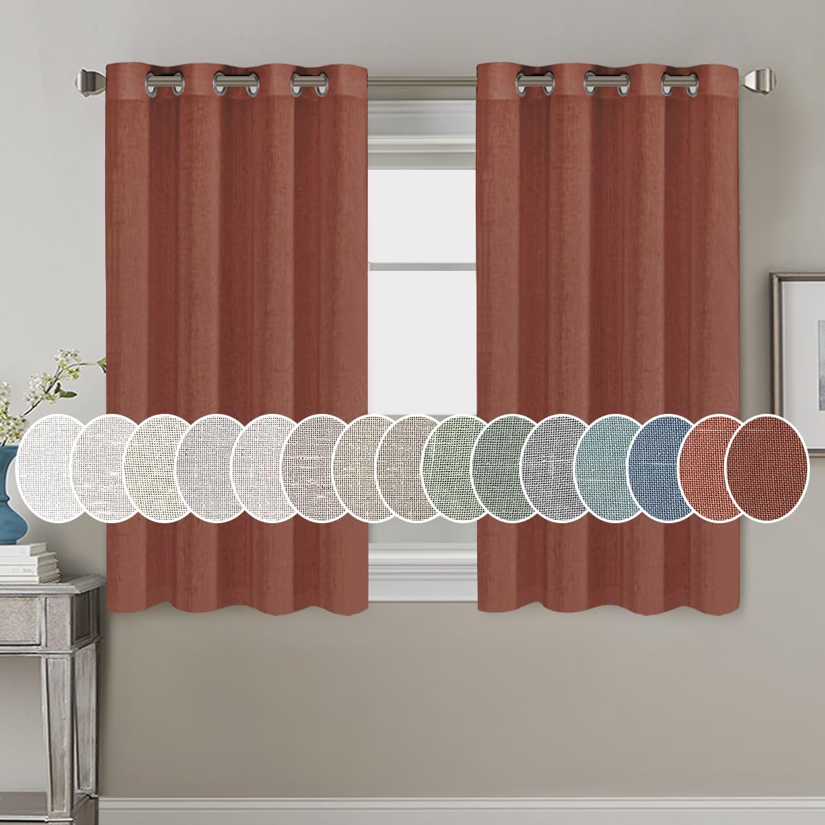 Light Filtering Linen Textured Curtains Grommet Curtains