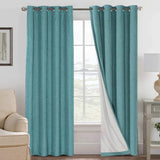Linen Blackout Thermal Insulated  White Liner Grommet Top Curtains