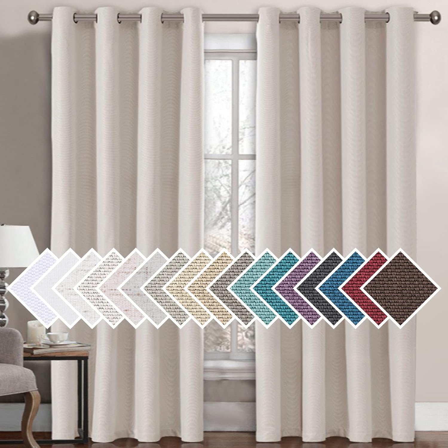 Linen Blackout Thermal Insulated Grommet Curtain