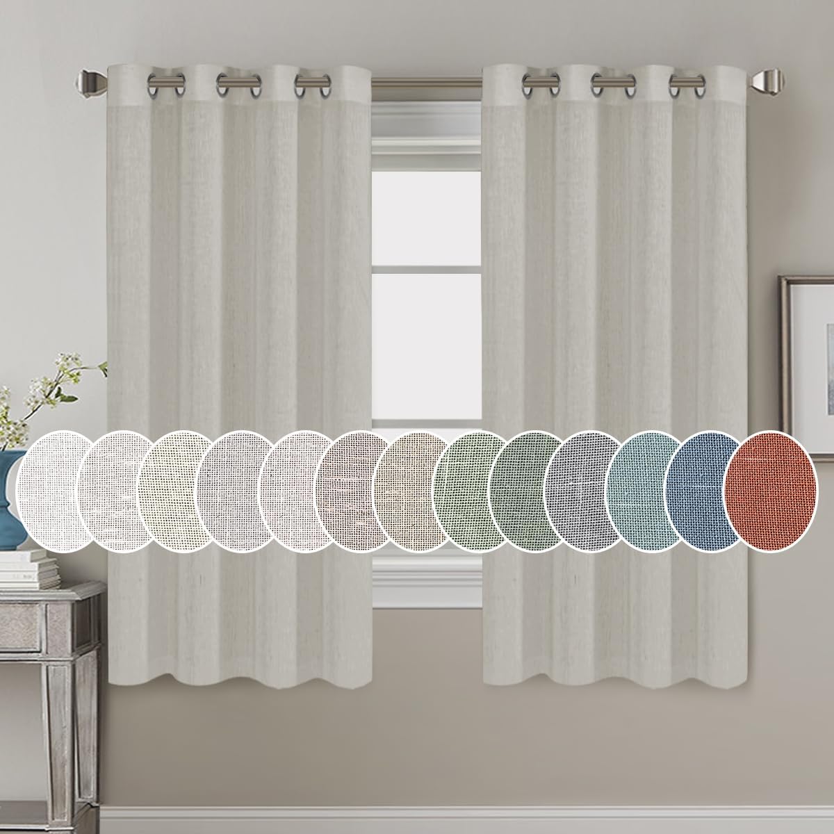 Light Filtering Linen Textured Curtains Grommet Curtains