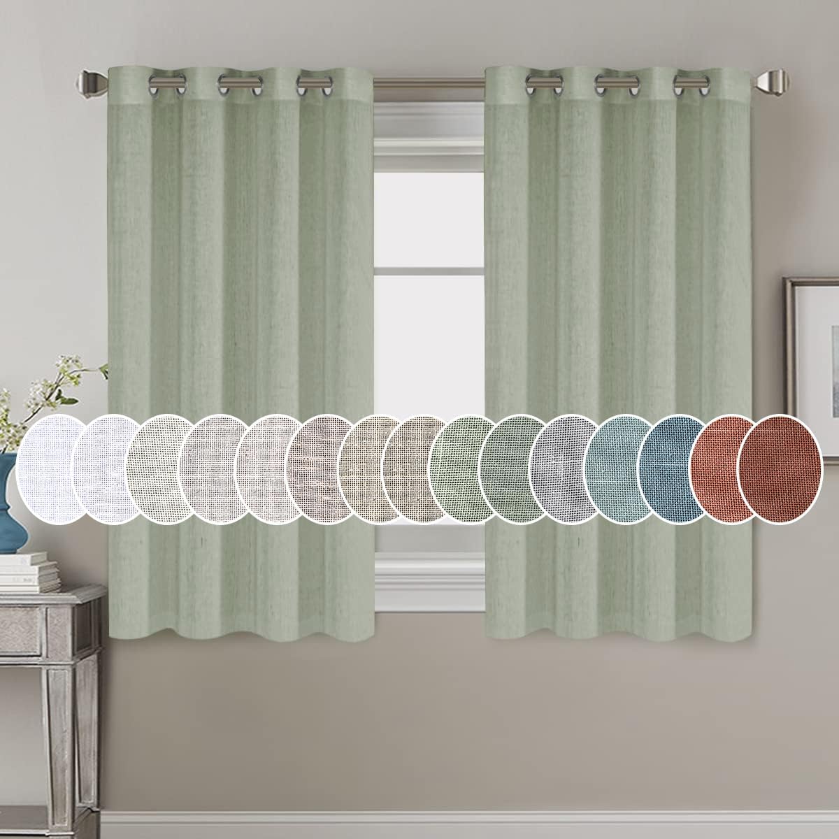 Light Filtering Linen Textured Curtains Grommet Curtains