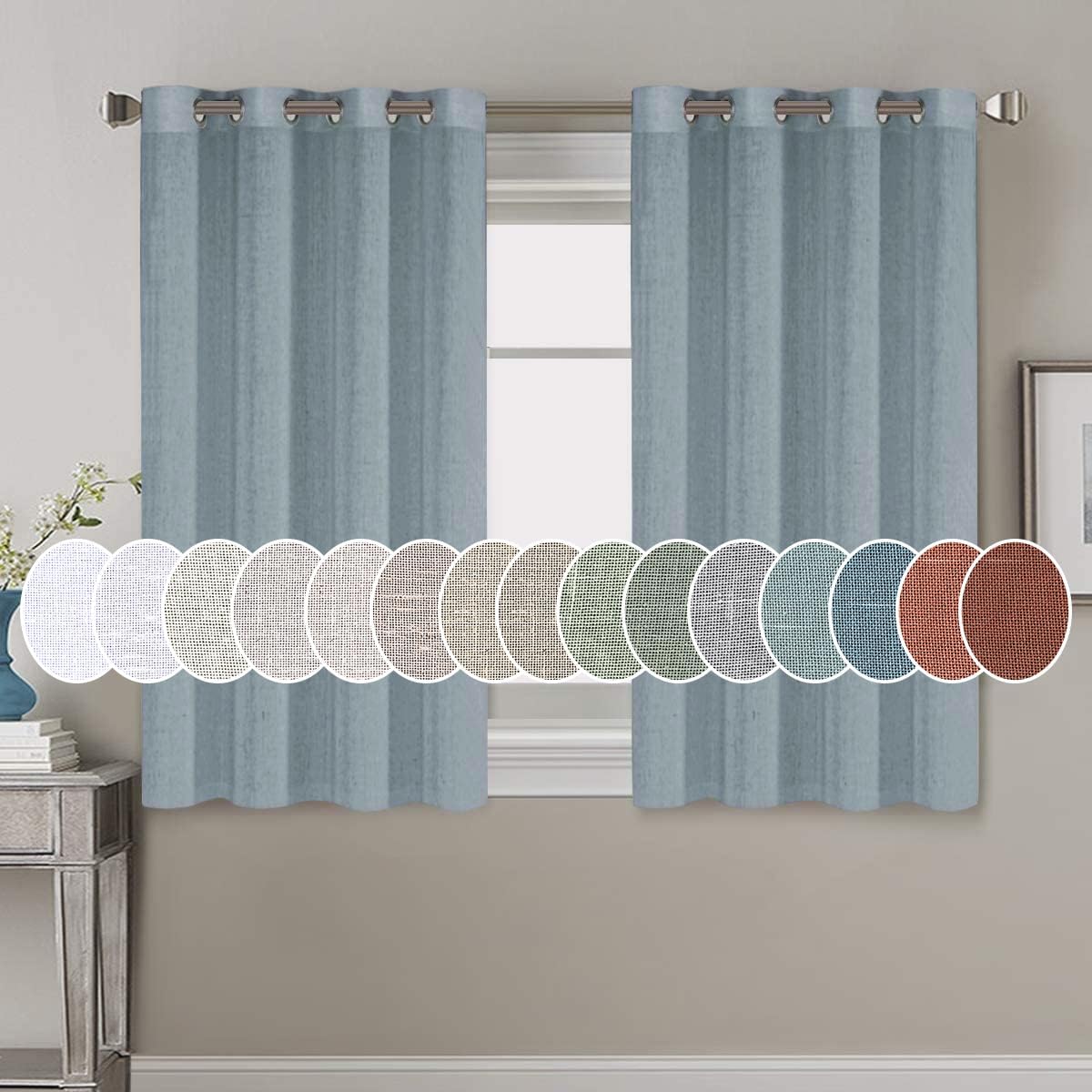 Light Filtering Linen Textured Curtains Grommet Curtains