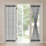 H.VERSAILTEX Linen French Door Curtains Semi Sheer Light Reducing Privacy Doors Window Cover with Tieback | Rod Pocket 1 Panel Door Shades for Glass Living Room Doorways,52" W x 72" L,Linen