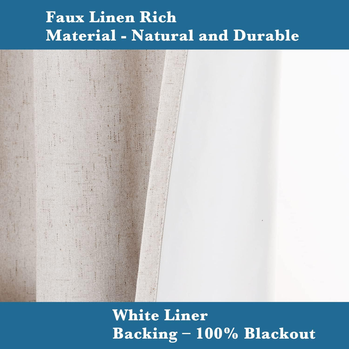 Durable Thick Textured Linen Look 100% Blackout Patio Door Grommet Curtain One Panel