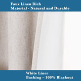 Durable Thick Textured Linen Look 100% Blackout Patio Door Grommet Curtain One Panel
