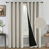 H.VERSAILTEX Farmhouse Boho Curtains for Living Room, 90% Blackout Drapes for Bedroom Energy Efficient, 96 Inch Long Windows Grommet Curtains, Burlap Textured 2 Panels, W52 x L96in, Heather Ivory