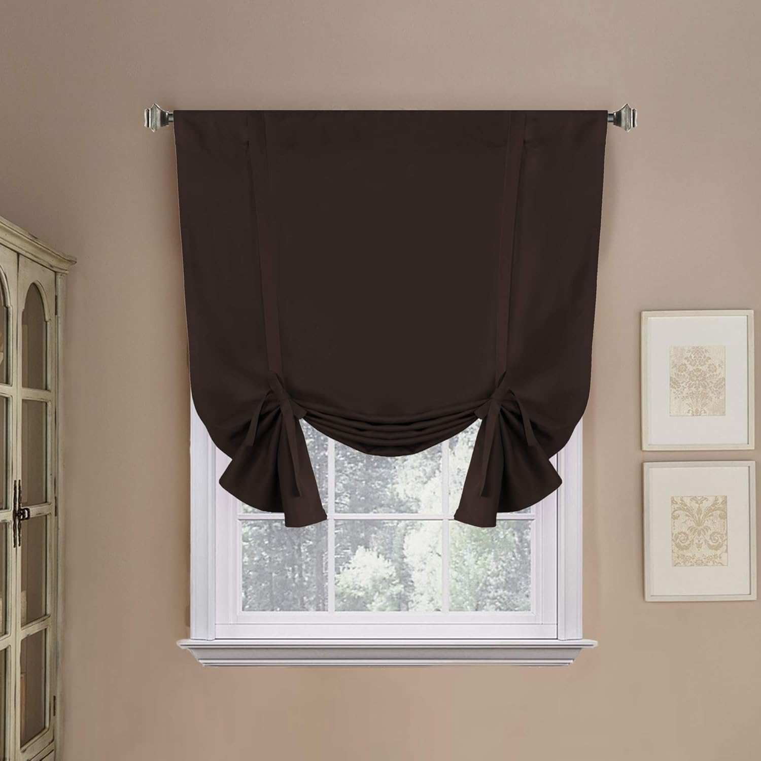 Valances Tie Up Curtains Roman Balloon Blind Rod Pocket Short Curtain