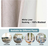 Linen Blackout Thermal Insulated  White Liner Grommet Top Curtains