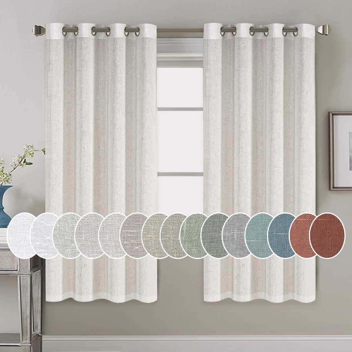 Light Filtering Linen Textured Curtains Grommet Curtains