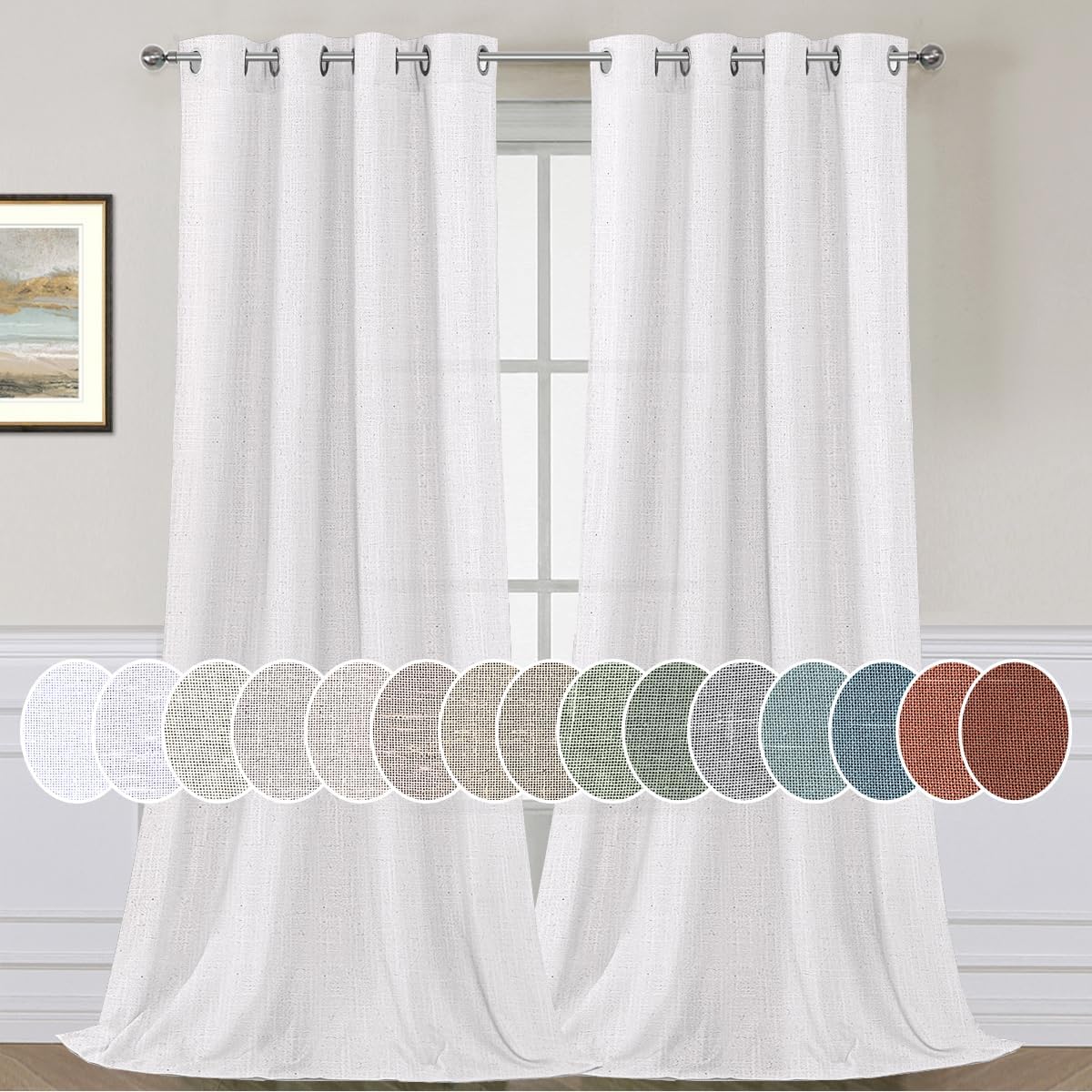 Light Filtering Linen Textured Curtains Grommet Curtains