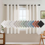 H.VERSAILTEX Natural Linen Curtains 63 inches Long for Living Room 2 Panels Back Tab Loop Pocket Textured Light Filtering Semi Sheer Curtains Rustic Farmhouse Boho Curtain for Bedroom, Sea Grass