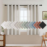 H.VERSAILTEX Natural Linen Curtains 63 inches Long for Living Room 2 Panels Back Tab Loop Pocket Textured Light Filtering Semi Sheer Curtains Rustic Farmhouse Boho Curtain for Bedroom, Sea Grass