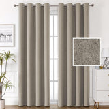H.VERSAILTEX 100% Blackout Linen Curtains Thermal Insulated Textured Burlap Grommet Window Drapes 2 Panels
