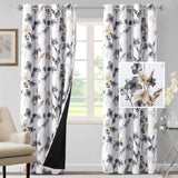 H.VERSAILTEX 100% Blackout Curtains for Living Room Camellia Floral Thermal Insulated Grommet Window Drapes 2 Panels