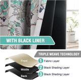 H.VERSAILTEX Floral 100% Blackout Vintage Curtains Patterned Thermal Insulated Grommet Window Drapes