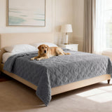 H.VERSAILTEX Couch Cover Chenille Pet Fuzzy Sofa Covers for 3 Cushion Couch Anti Slip Washable Sofa Slipcovers with Strap Soft Couch Protector Cover for Dogs Cats Kids(36" x 74",Khaki)