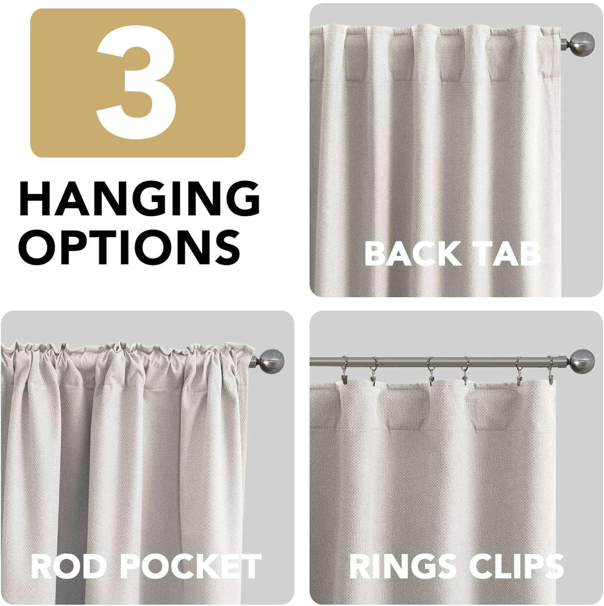 H.VERSAILTEX 100% Blackout Curtains Back Tab Full Light Blocking Thermal Insulated 2 Panels