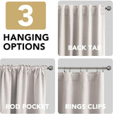 H.VERSAILTEX 100% Blackout Curtains Back Tab Full Light Blocking Thermal Insulated 2 Panels