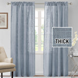 H.VERSAILTEX Linen Blended Curtains 84 Inches Long for Living Room and Bedroom - Light Filtering Rod Pocket, Burlap Textured, 2 Panel Sets, Stone Blue
