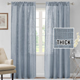 H.VERSAILTEX Linen Blended Curtains 84 Inches Long for Living Room and Bedroom - Light Filtering Rod Pocket, Burlap Textured, 2 Panel Sets, Stone Blue