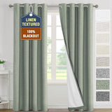 H.VERSAILTEX Linen 100% Blackout Drapes Full Coverage Heat Blocking Curtains for Bedroom