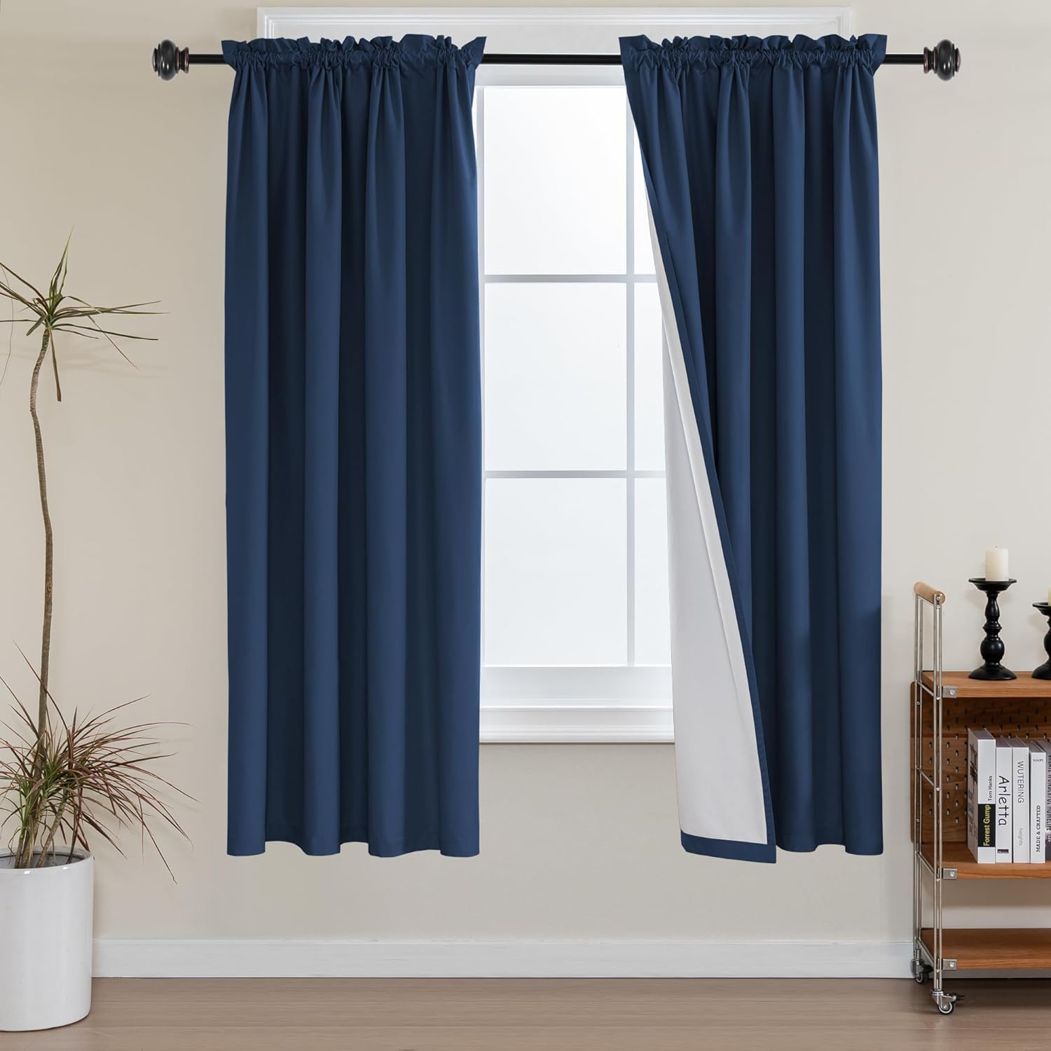 100% Blackout White Liners Window Rod Pocket Curtains