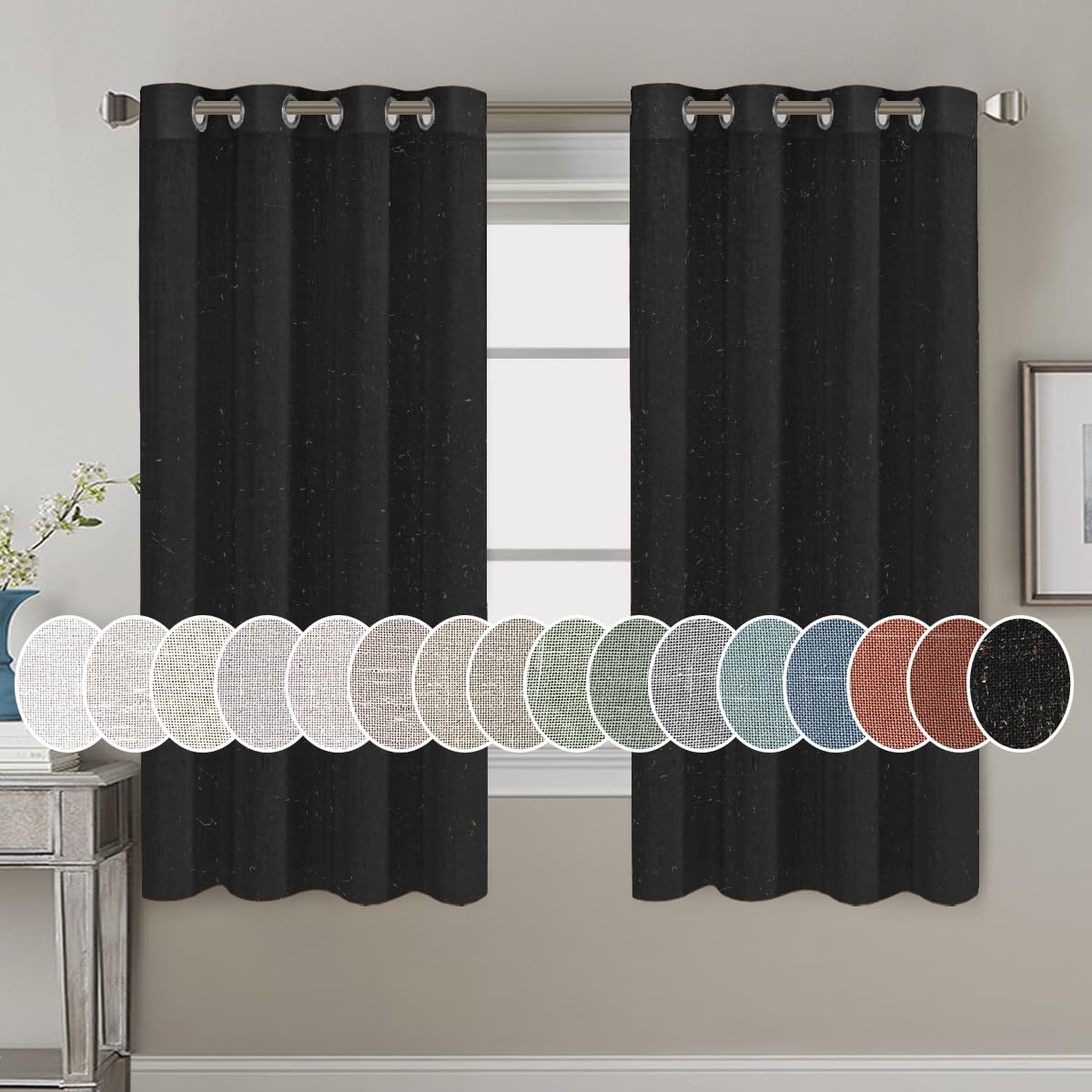 Light Filtering Linen Textured Curtains Grommet Curtains