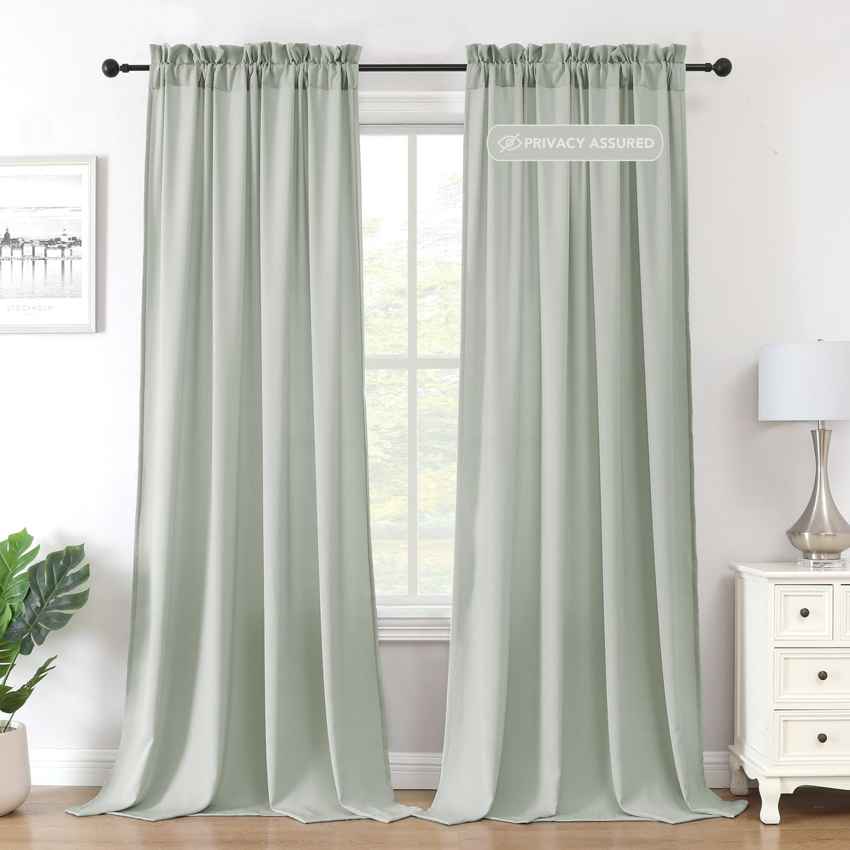H.VERSAILTEX Sheer Curtains 84 inches Long Non-See-Through Farmhouse Curtains for Living Room Light Filtering Semi Sheer Panels for Bedroom Privacy Window Drapes 2 Panels Rod Pocket, Beige