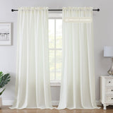 H.VERSAILTEX Sheer Curtains 84 inches Long Non-See-Through Farmhouse Curtains for Living Room Light Filtering Semi Sheer Panels for Bedroom Privacy Window Drapes 2 Panels Rod Pocket, Beige