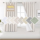 100% Blackout Curtains for Bedroom Faux Linen Texture Thermal Back Tab/Rod Pocket/Hook Belt Draperies 2 Panels