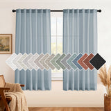 H.VERSAILTEX Natural Linen Curtains 63 inches Long for Living Room 2 Panels Back Tab Loop Pocket Textured Light Filtering Semi Sheer Curtains Rustic Farmhouse Boho Curtain for Bedroom, Sea Grass