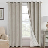 Linen Blackout Thermal Insulated  White Liner Grommet Top Curtains