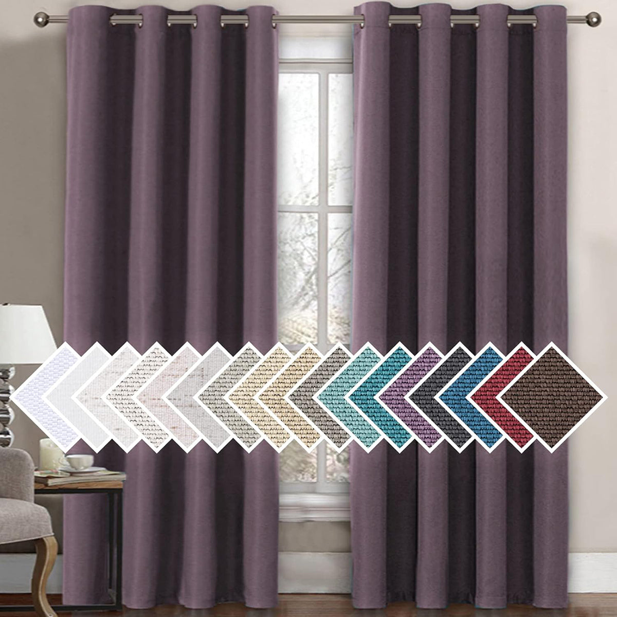 Faux Linen Blackout Thermal Insulated Grommet Curtain