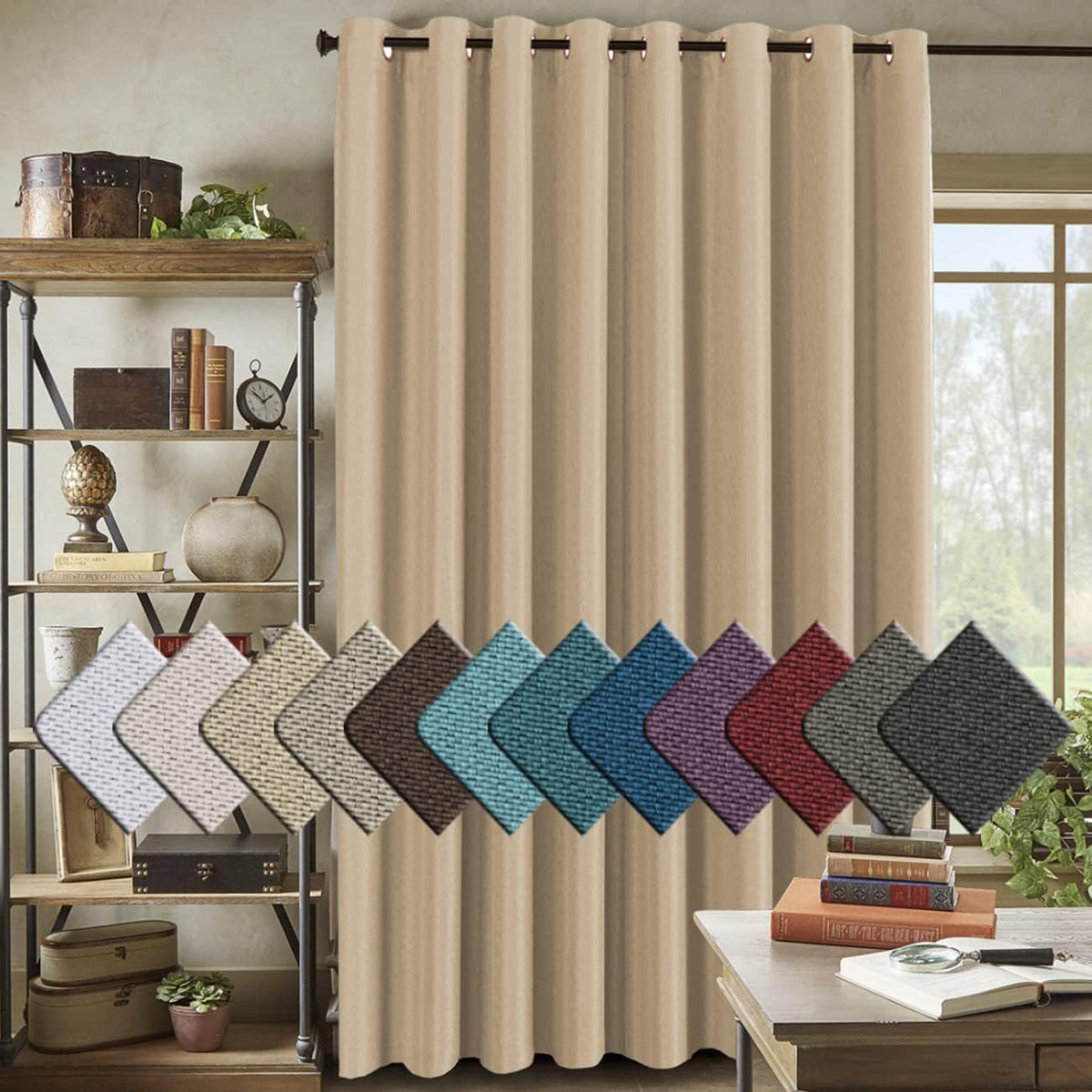 Faux Linen Blackout Thermal Insulated Grommet Curtain