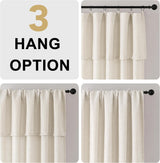 H.VERSAILTEX Linen Semi-Sheer Curtains 84 Inch for Living Room, Ivory