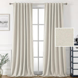 H.VERSAILTEX 100% Blackout Linen Look Curtains for Bedroom Double Face Linen Back Tab Loop Pocket Textured Burlap 2 Panels