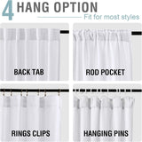 H.VERSAILTEX Boho Linen Curtains for Living Room Linen Textured Bedroom Curtain Light Filtering Back Tab, 52 x 84 inches Long, White, Set of 2 Panels