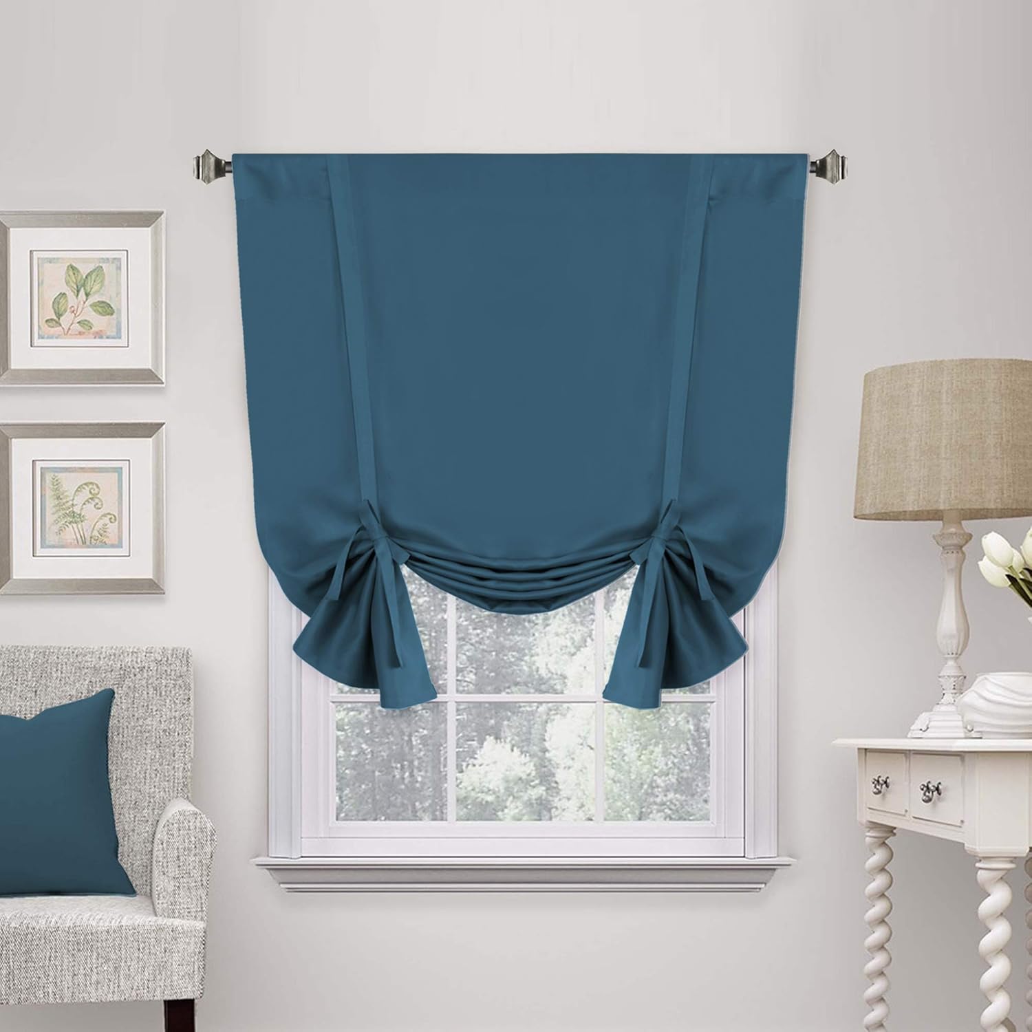 Valances Tie Up Curtains Roman Balloon Blind Rod Pocket Short Curtain