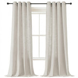 H.VERSAILTEX Light Filtering Linen Curtains 84 Inch for Bedroom, Pale Oak