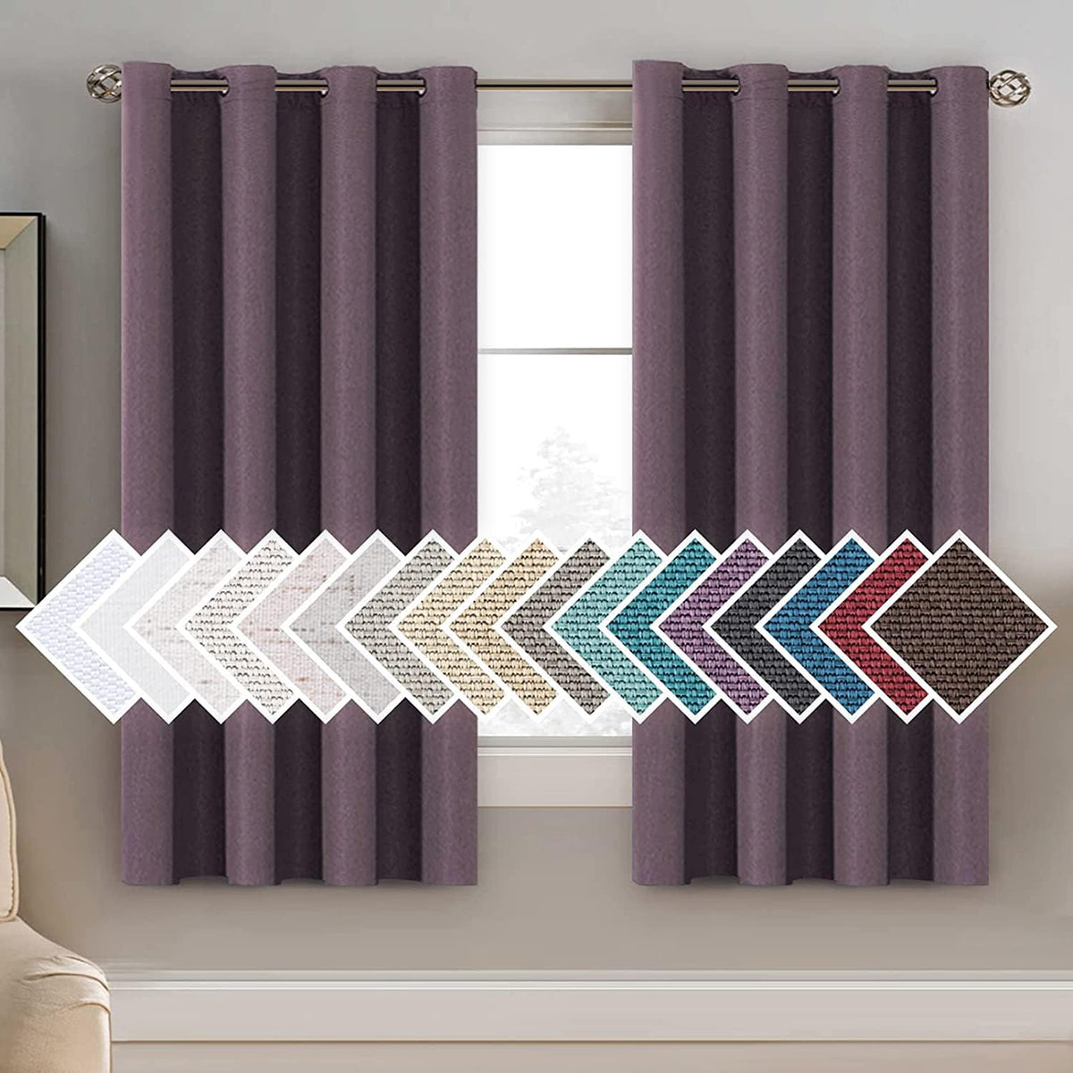 Faux Linen Blackout Thermal Insulated Grommet Curtain