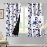 H.VERSAILTEX 100% Blackout Curtains for Living Room Camellia Floral Thermal Insulated Grommet Window Drapes 2 Panels