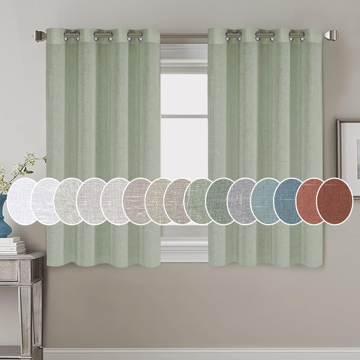 Light Filtering Linen Textured Curtains Grommet Curtains