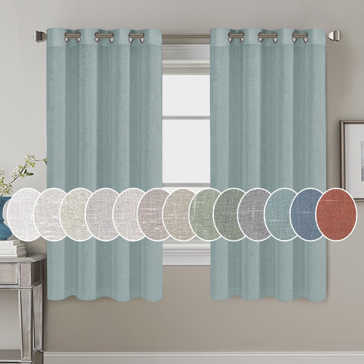 Light Filtering Linen Textured Curtains Grommet Curtains