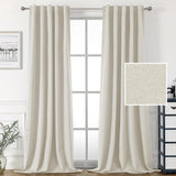 H.VERSAILTEX 100% Blackout Linen Look Curtains for Bedroom Double Face Linen Back Tab Loop Pocket Textured Burlap 2 Panels