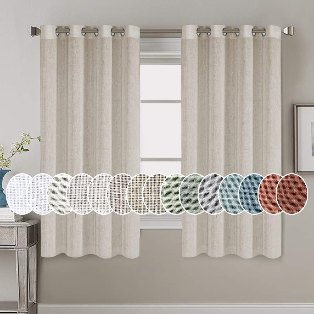 Light Filtering Linen Textured Curtains Grommet Curtains