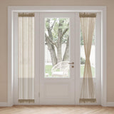 H.VERSAILTEX Linen French Door Curtains Semi Sheer Light Reducing Privacy Doors Window Cover with Tieback | Rod Pocket 1 Panel Door Shades for Glass Living Room Doorways,52" W x 72" L,Linen