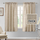 H.VERSAILTEX Linen Blended Curtains 84 Inches Long for Living Room and Bedroom - Light Filtering Rod Pocket, Burlap Textured, 2 Panel Sets, Stone Blue